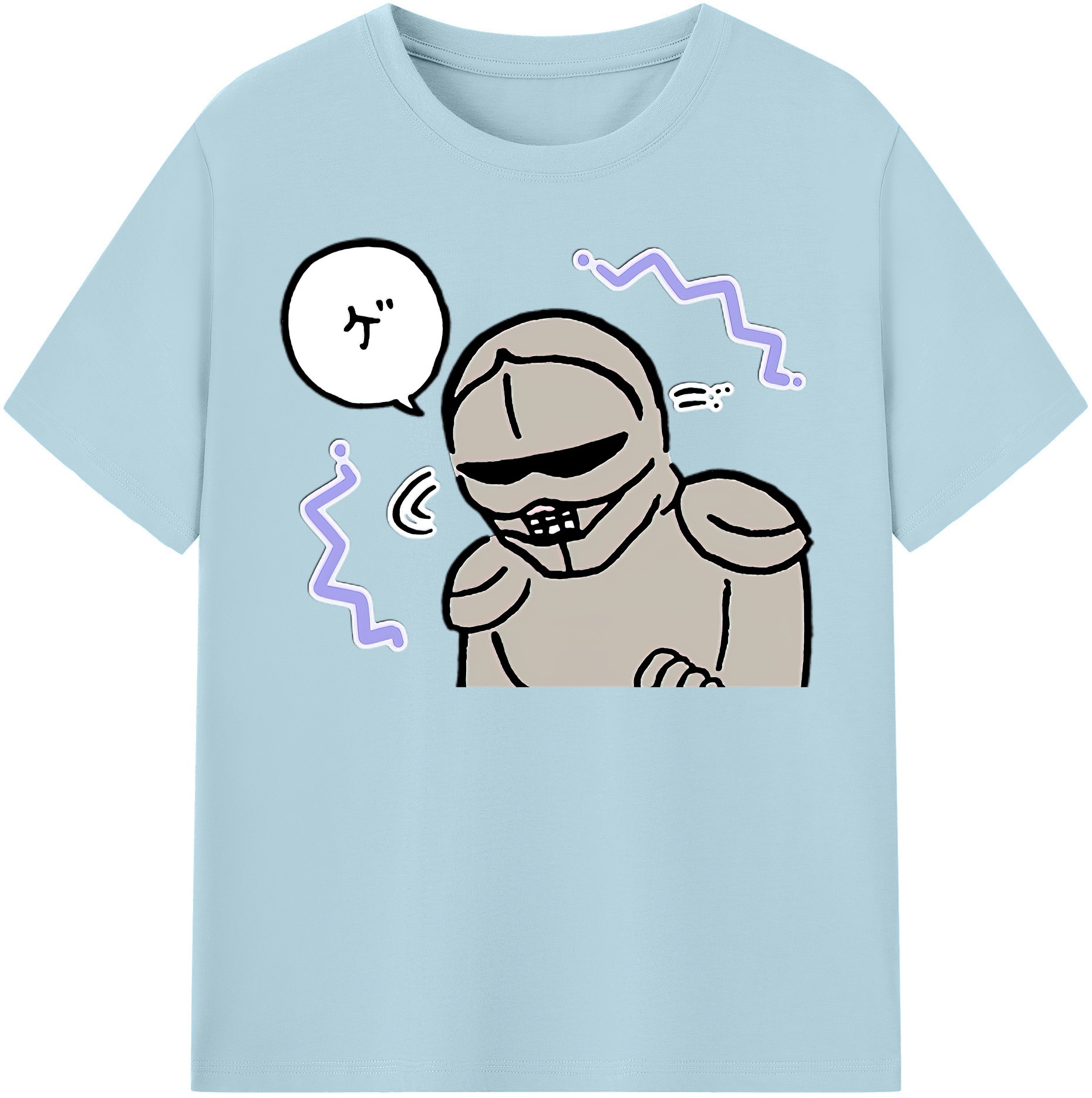（画像用） ちいかわ 労働の鎧さん Chii-kawa Mr. Armor of Labor 綿100％半袖Tシャツ（フロントプリント）